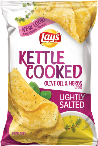 Lay's® Kettle Cooked Lightly Salted Olive Oil Herbs - Lays Olive Oil And Herbs (334x483), Png Download