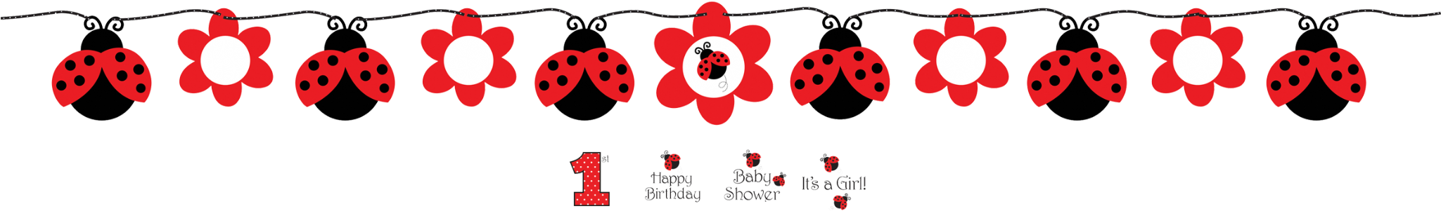 Ladybug Party Supplies Dangling Cutout (2048x410), Png Download