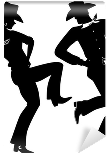 Silhouette Of A Cowboy And Cowgirl Dancing Country-western - Cowboy Dancing Vector (400x400), Png Download