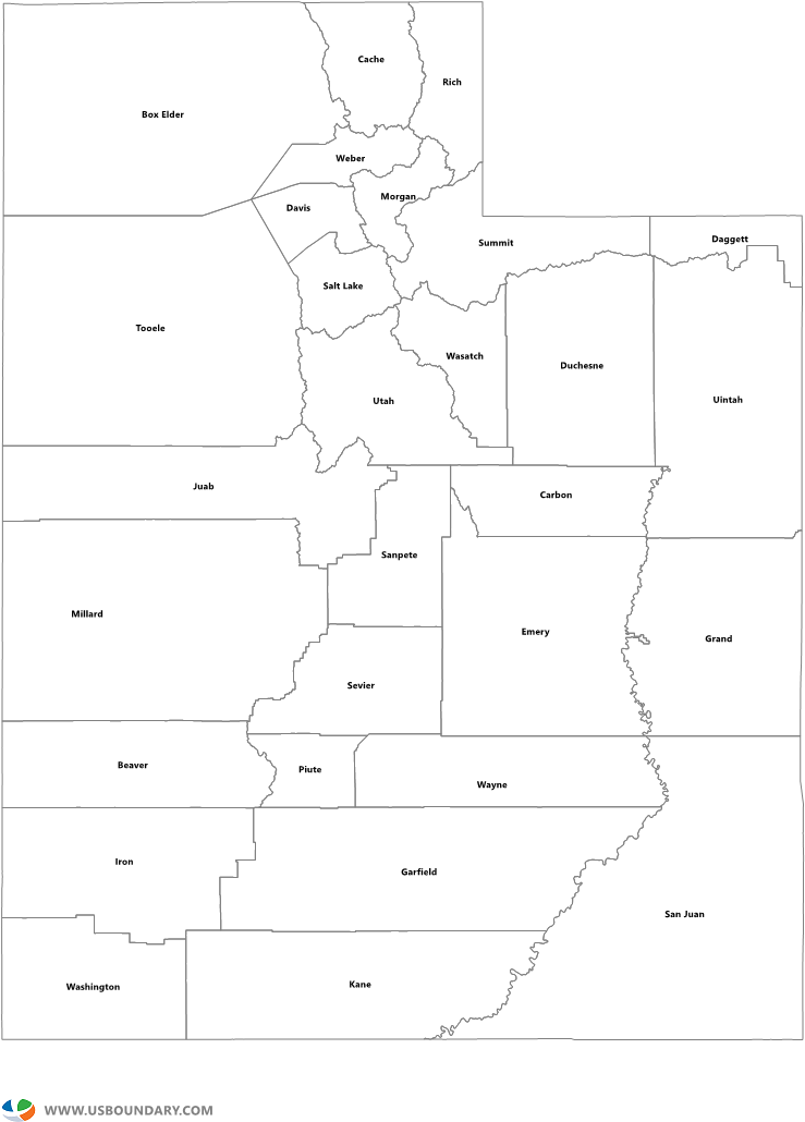 Utah Counties Outline Map - Utah Congressional Districts (1584x1123), Png Download
