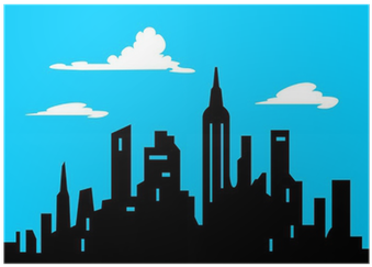 Wall Sticker Comic Skyline (400x400), Png Download