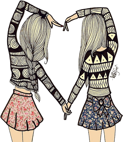 Fotos De Portada Para Facebook Vintage De Amor - Blonde Best Friends Drawing (486x498), Png Download