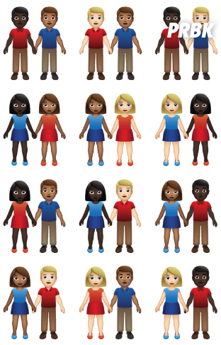 Des Nouveaux Emojis Version Couples Mixtes Bientôt - Emoji Couples (624x600), Png Download