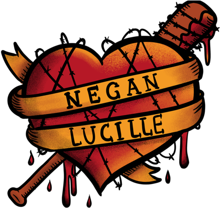 Bloody Love Bloody Love - Negan Lucille Blood Heart The Walking Dead T-shirts (571x432), Png Download