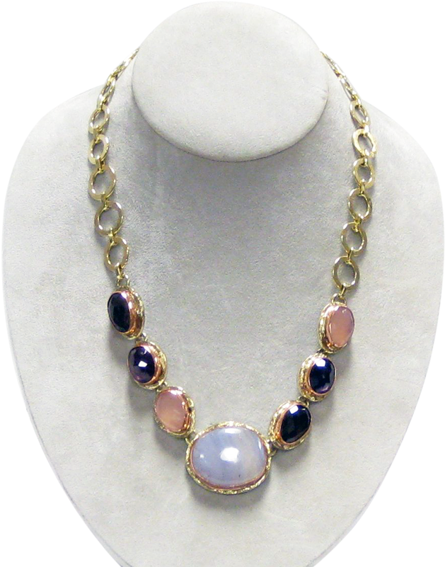 Stainless Gold White Metal Blue Lace Agate, Amethyst - Agate (800x800), Png Download