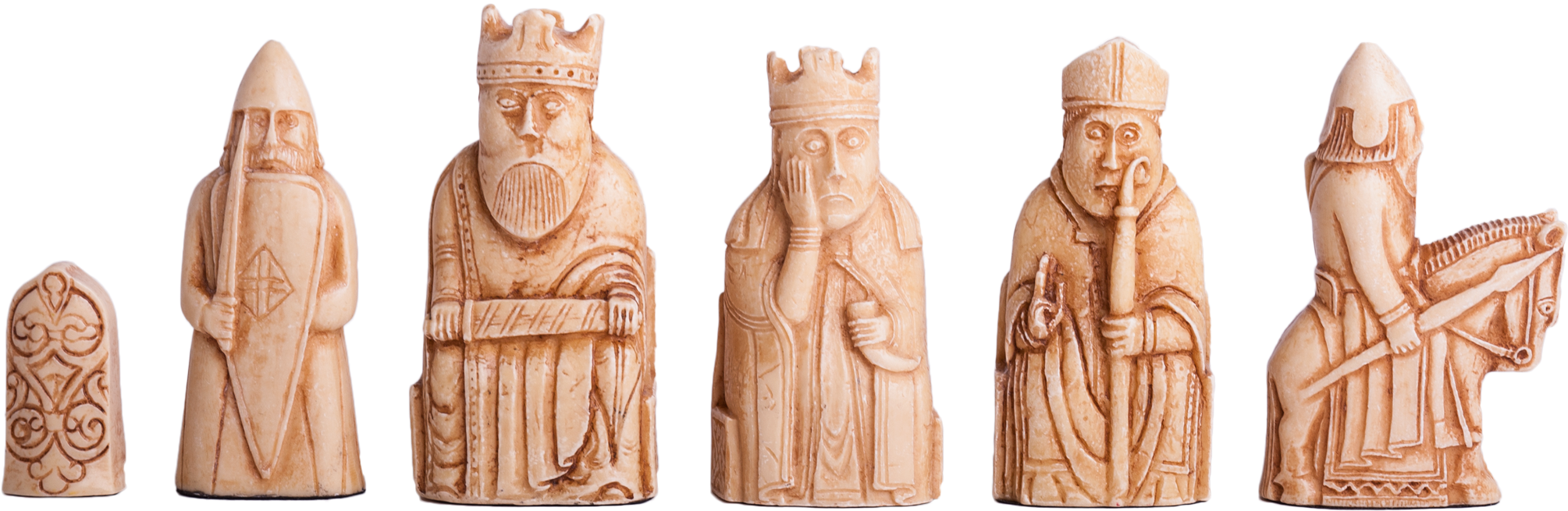 The Isle Of Lewis Chess Set - Wooden Lewis Chess Pieces (2112x971), Png Download