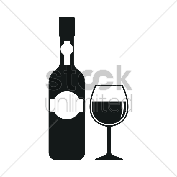 Wine Bottle And Cup Silhouette Vector Graphic - Wine Bottle Silhouette (600x600), Png Download