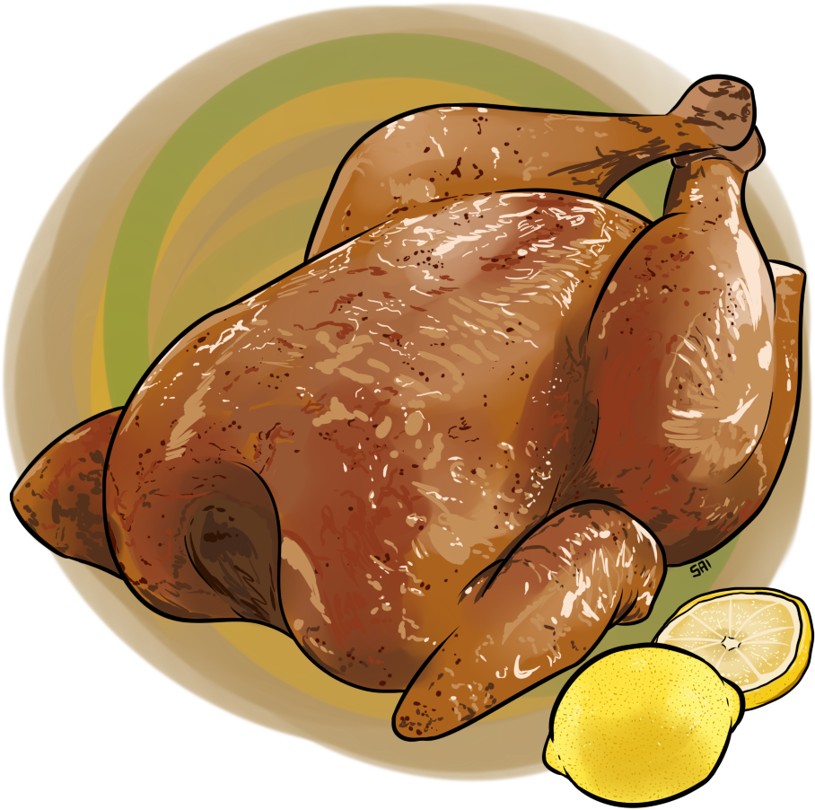 Rotisserie Chicken By Eveeoni - Chicken Meat Drawing Png (933x915), Png Download