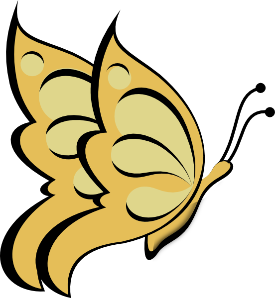 Clip Art Gold Butterfly (552x599), Png Download