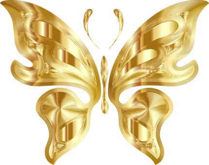 Butterfly Gold Light Insect - Transparent Background Gold Butterfly Png (430x340), Png Download