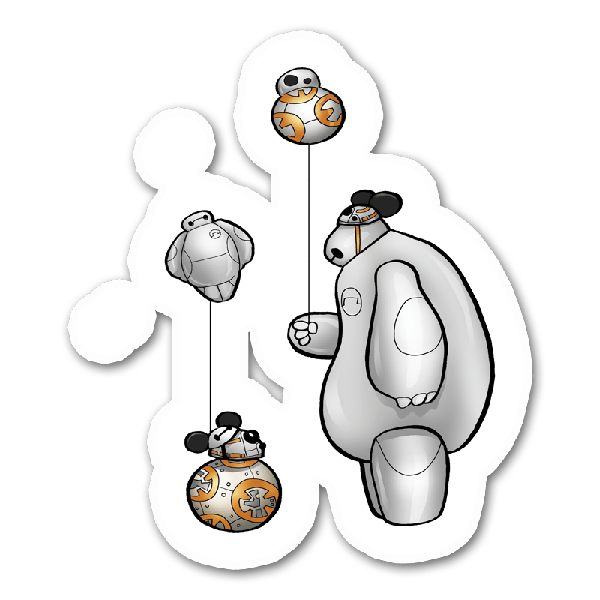 Bb8 Baymax Stickermask - Cartoon (600x600), Png Download