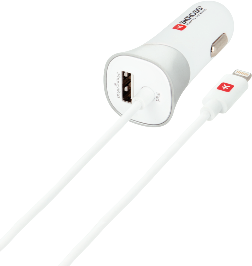Usb Car Charger & Lightning Connector - Skross 2.900616 Auto Silber Ladegerät Für Mobilgeräte (1280x1227), Png Download
