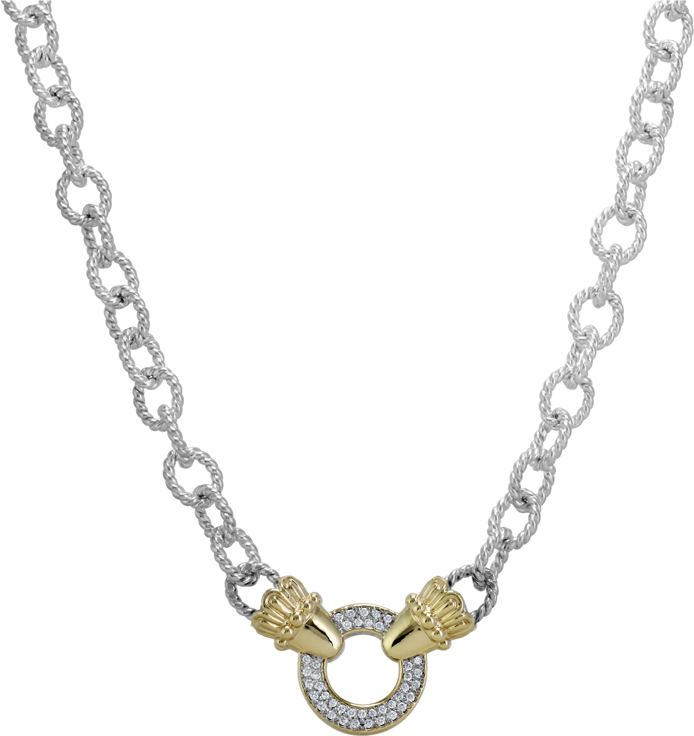 Heavy Link Chain With Diamond Circle - Necklace (1500x1500), Png Download