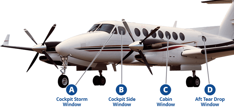 A) Beechcraft King Air Cockpit Storm Windows - Beechcraft King Air Png (800x367), Png Download