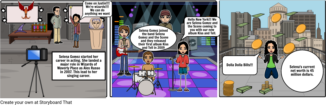 Selena Gomez Story Board - Cartoon (1164x385), Png Download
