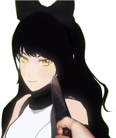Blake Belladonna Face Black Human Hair Color Mammal - Anime Cat Girl Knife (417x438), Png Download