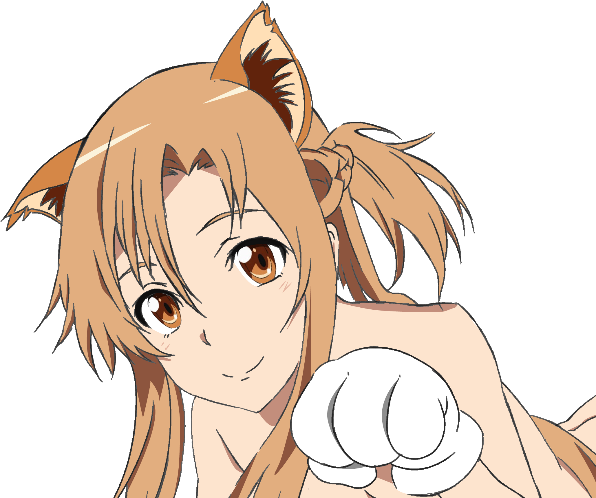 Asuna Clipart Cat Girl - Cartoon (2244x1748), Png Download