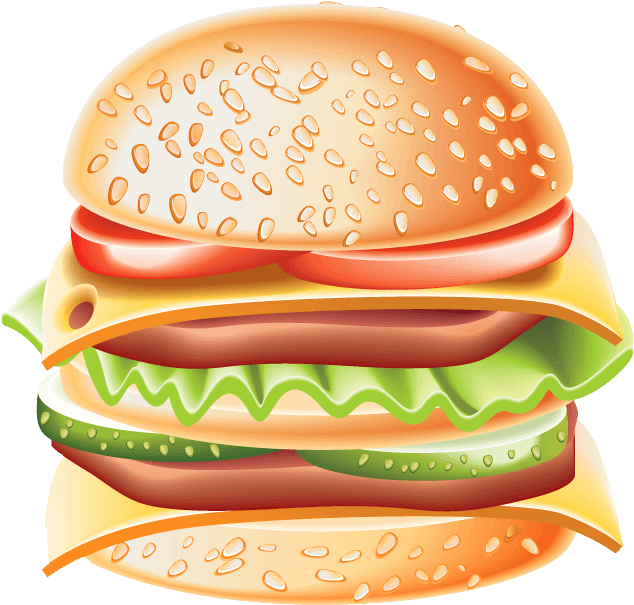Big Hamburger Png Clipart - Cartoon Images Of Big Burgers (681x653), Png Download