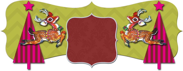 Retro Yuletide Pattern Banner - Rotes Nasen-ren-vintage Kunst Postkarte (777x336), Png Download