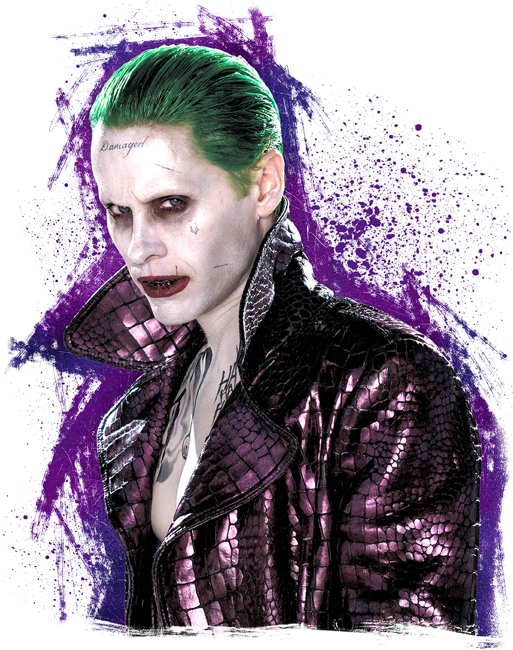Suicide Squad Joker Stare Women's T-shirt - Suicide Squad Joker Jacket Skull Sublimation Tank Top (1008x1309), Png Download