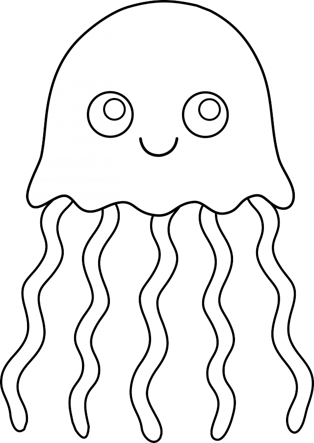 Cute Colorable Jellyfish Id 93515 Uncategorized Yoand - Free Jellyfish Printables To Color (640x904), Png Download