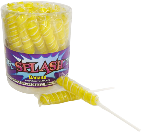 Yellow & White Color Splash Banana Unicorn Lollipops - Alberts Yellow & White Banana Splash Lollipops (500x500), Png Download