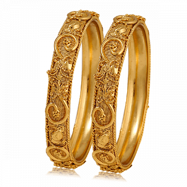 Alia Fashion 22k Gold Plated Indian Bangles Set With - Bangle (375x375), Png Download