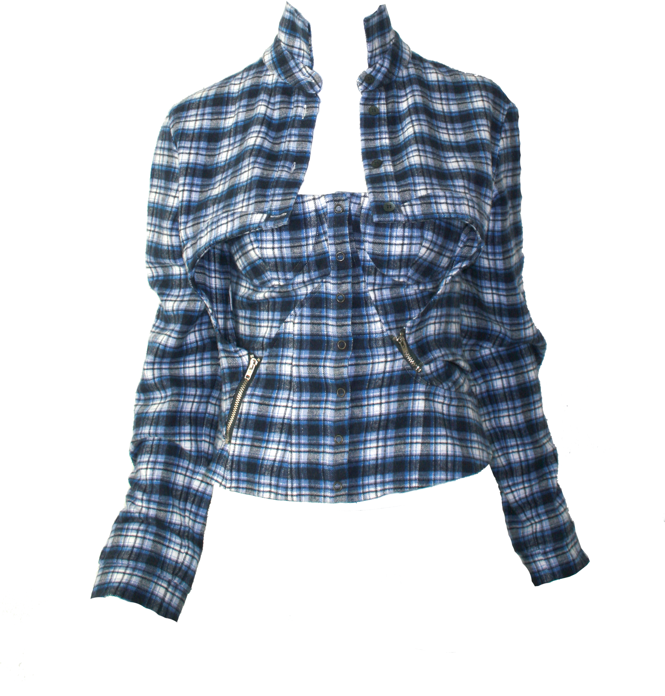 Hussein Chalayan Amazing Karo Shirt Bustier Combo Patchwork - Shirt Bustier (2201x2448), Png Download