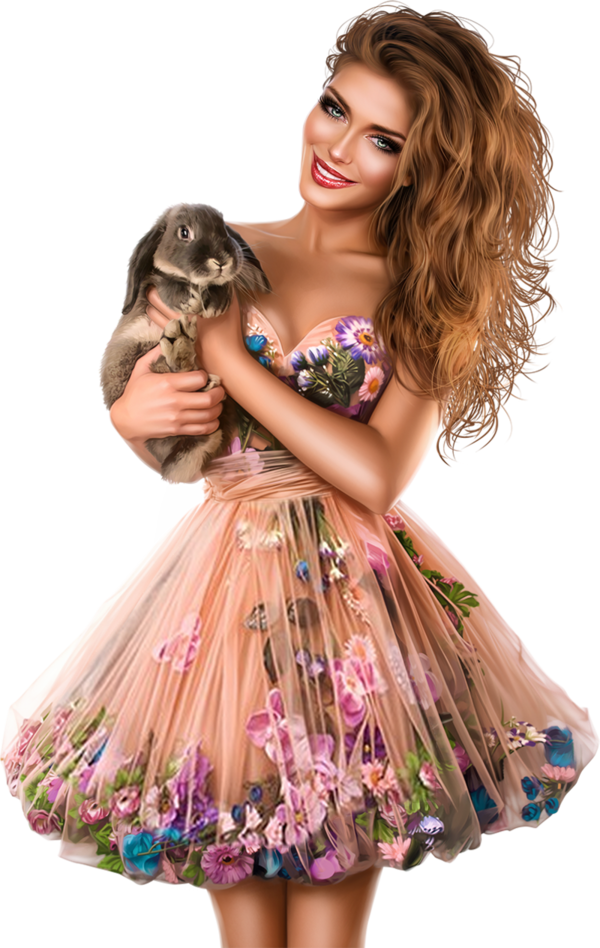 Tubes Femmes 3d Girly Girls, Tube, Easter, Digital - Tubes Femmes 3d (600x948), Png Download