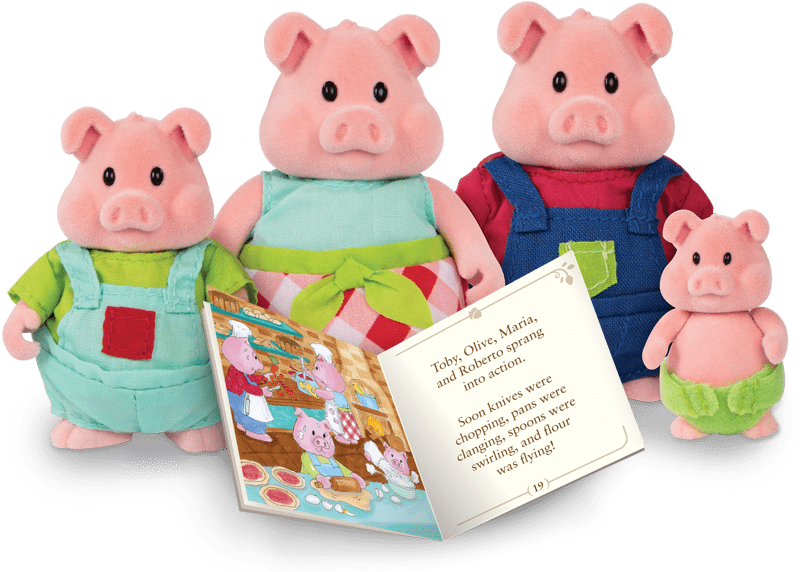 Li L Woodzeez Pig Family (900x660), Png Download