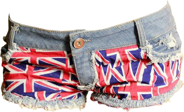 Union Jack Denim Shorts Transparent Image - Denim (624x382), Png Download