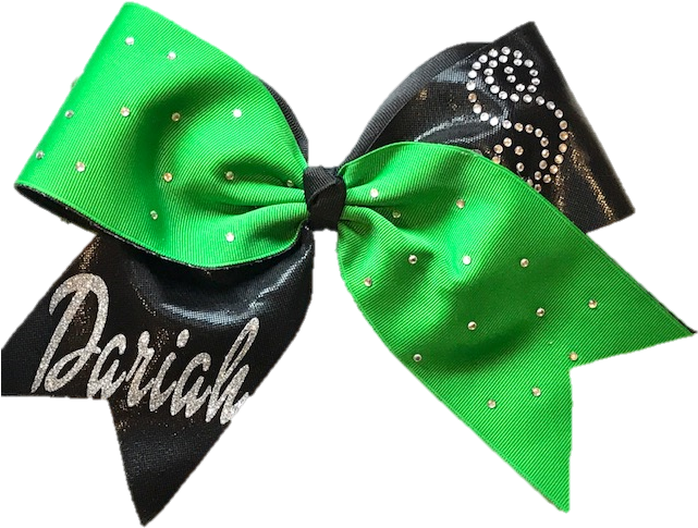 This Delightful Cheerleading - Cheer Bows Green Black An White (640x499), Png Download
