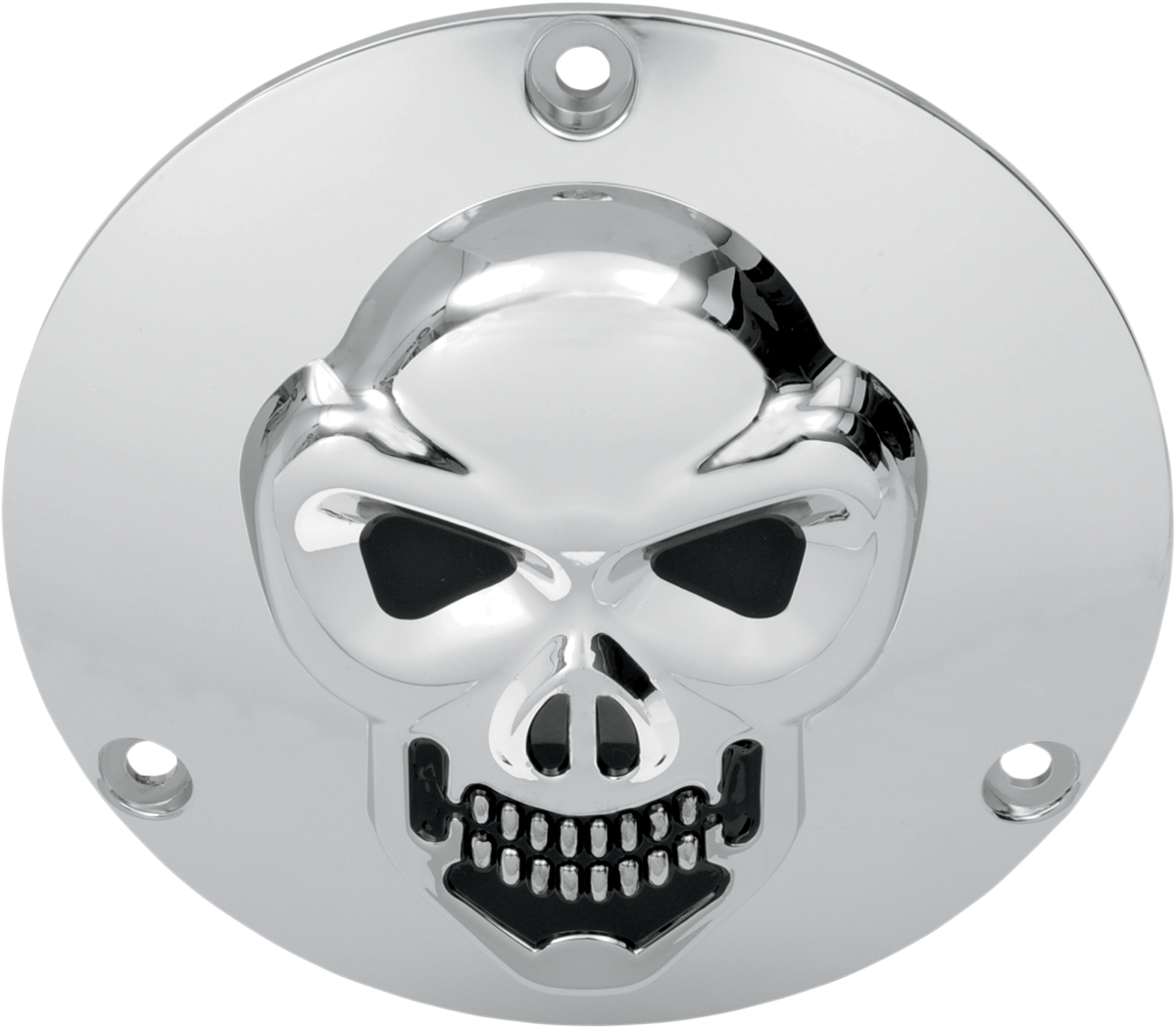 Drag Specialties Chrome 3 D Skull 3 Hole Derby Cover - Drag Specialties 1902-0062 3-d Skull Derby Cover (1200x1049), Png Download
