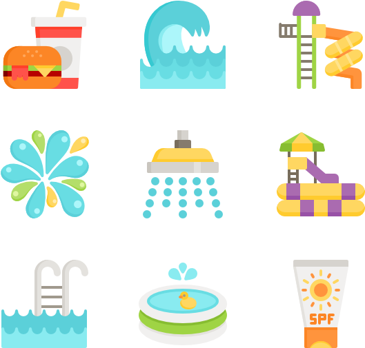 Water Park 40 Icons - Water Park Icon Png (600x564), Png Download
