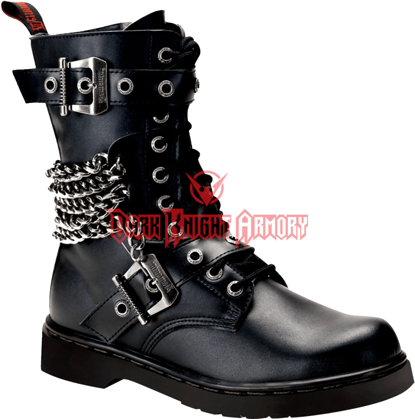 Mens Chained Combat Boots - Demonia Defiant 204 (850x850), Png Download