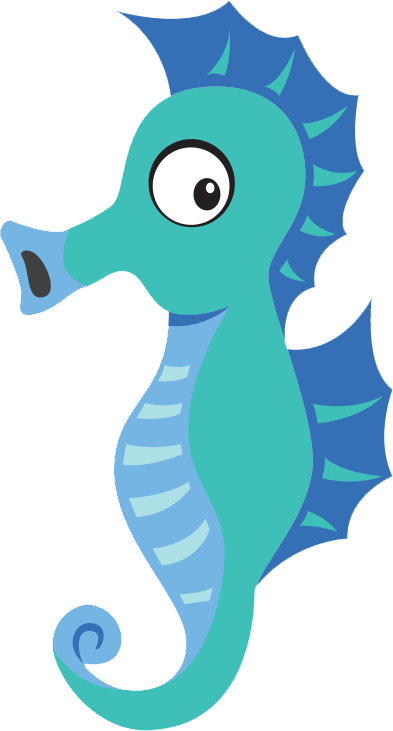 Seahorse - Cartoon (393x731), Png Download