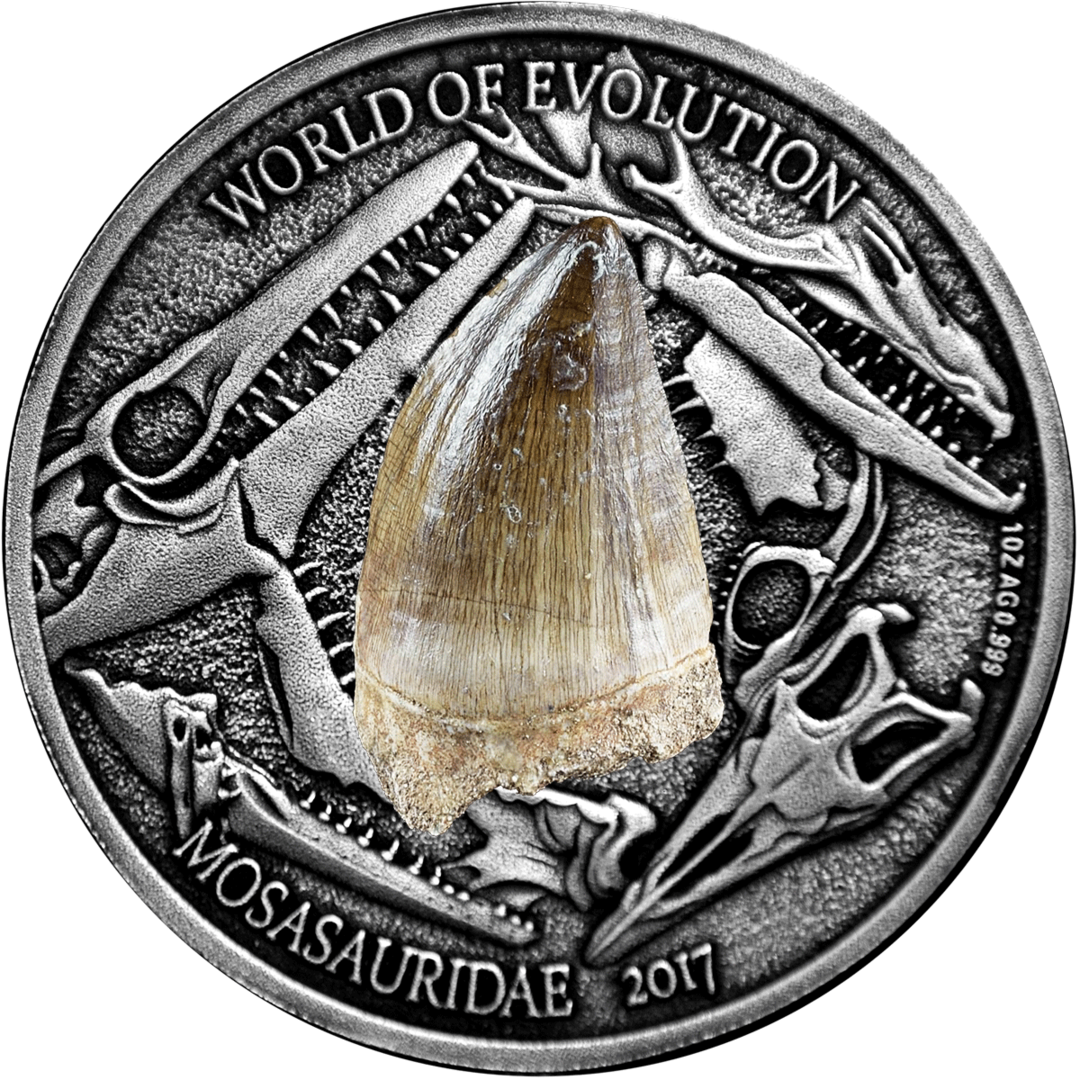 Mosasaurus World Of Evolution 1 Oz Silver Coin 1000 - Monete Burkina Faso (1080x1080), Png Download