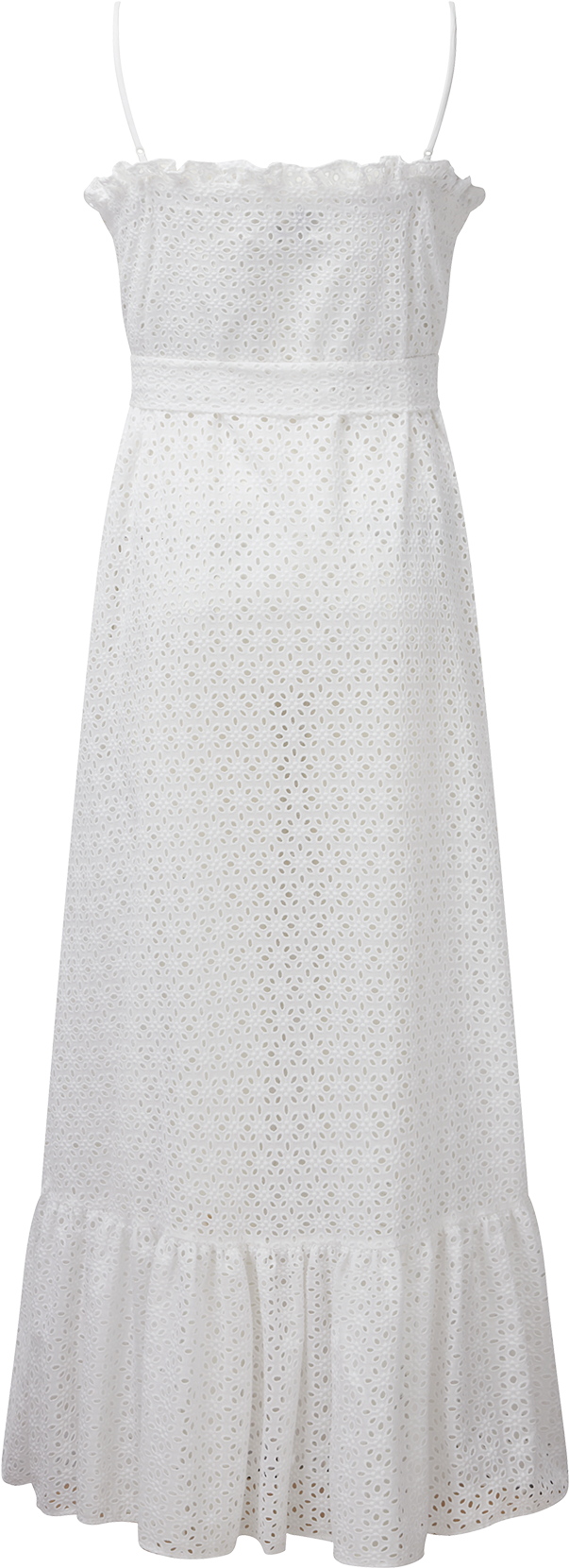 White Eyelet Ruffle Slip Dress - Lauren Ralph Lauren White (1200x1740), Png Download