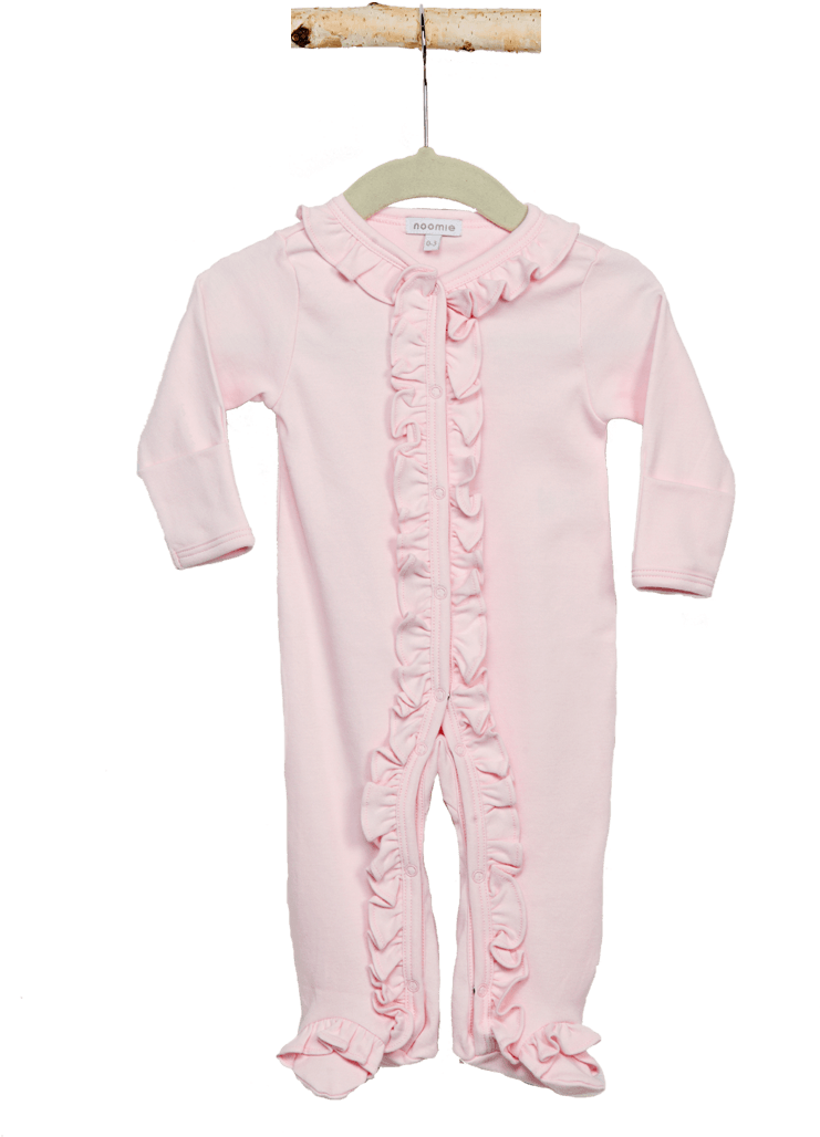 Girl One Piece Pajama Ruffles - Nightwear (758x1137), Png Download