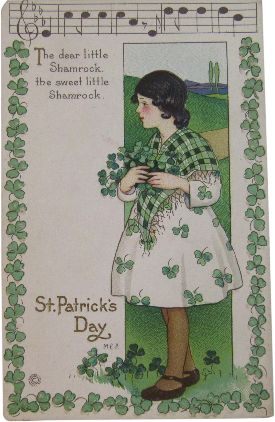 Patrick's Day Postcard Music Song Lyrics Margaret Evans - Saint Patrick (1472x1472), Png Download