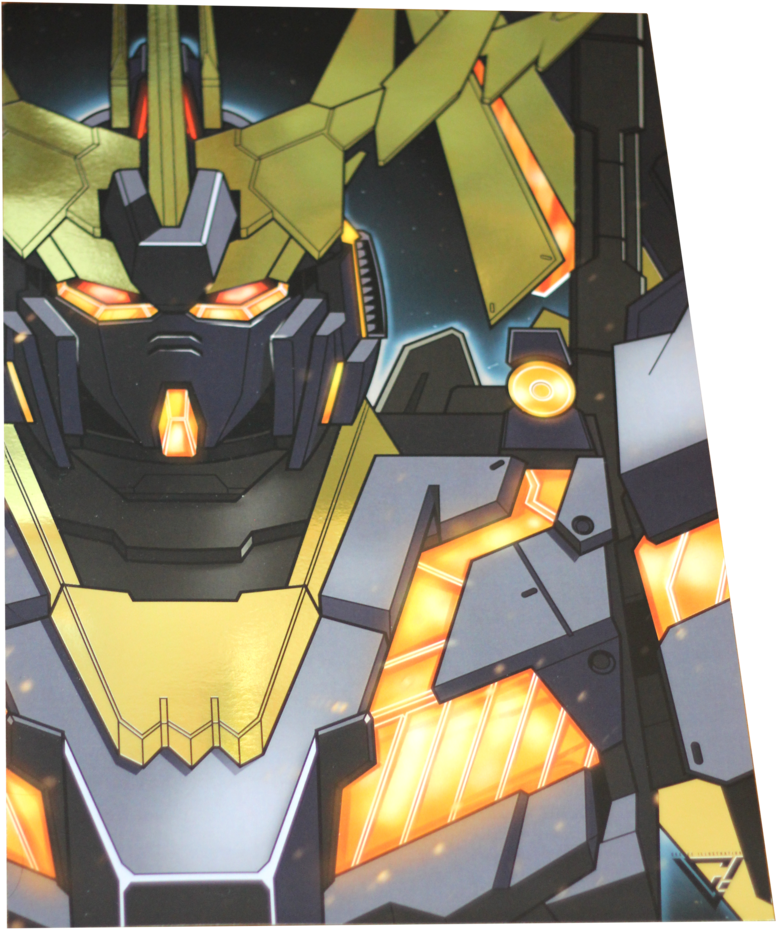 Unicorn Gundam 02 Banshee Premium Gold Foil Poster - Poster (882x1024), Png Download