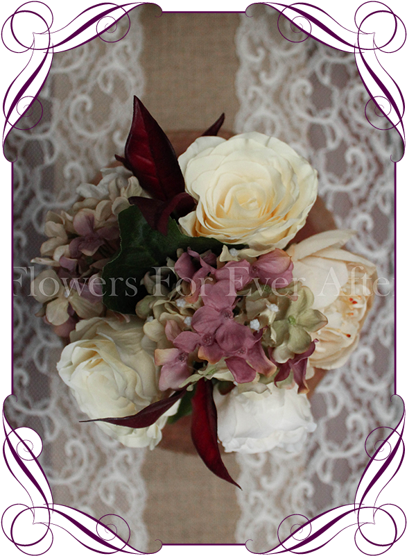 Vine Pastel Burgundy Table Posy Flowers For Ever After - Flower (608x822), Png Download