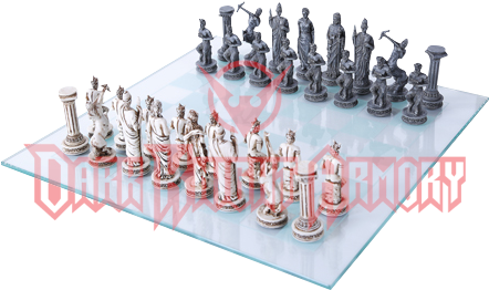 Dark Knight Armoury - Greek Mythology Chess Set (441x441), Png Download