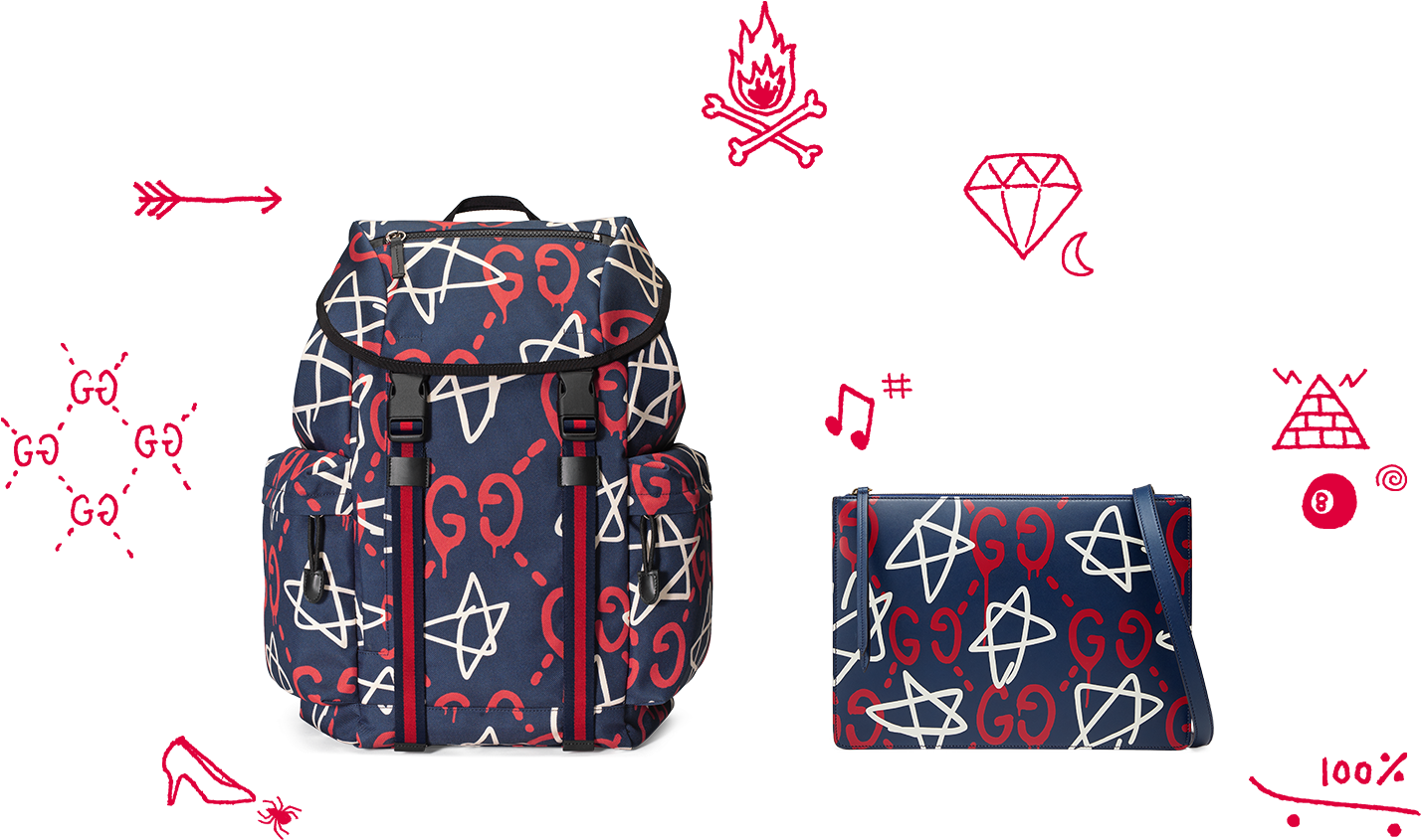 Gucci Calfskin Medium Guccighost Tote Black (2048x859), Png Download