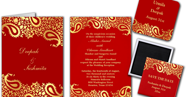 Wedding Cards And Gifts - Paisleys Elegante Indische Hochzeit Gefaltete Grußkarte (600x314), Png Download