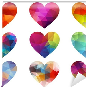 Colorful Hearts With Geometric Pattern, Vector Wall - Geometry (400x400), Png Download