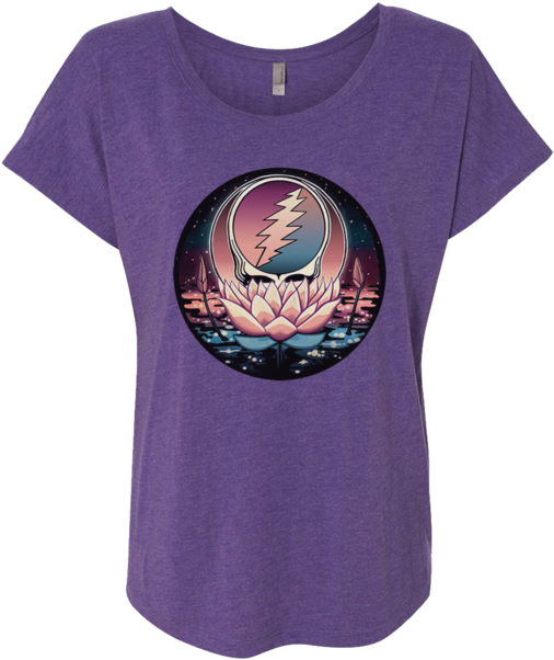 Grateful Dead Lotus Stealie Women's Triblend Dolman - Grateful Dead - Lotus Syf Black Youth Hoodie Black (620x620), Png Download