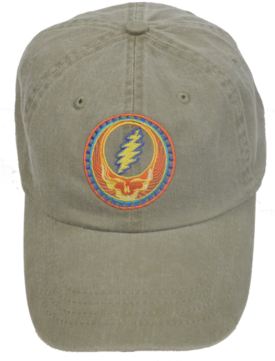 Grateful Dead Ball Cap - Dyetheskyart Grateful Dead Hat- Orange Sunshine Stealie (395x525), Png Download
