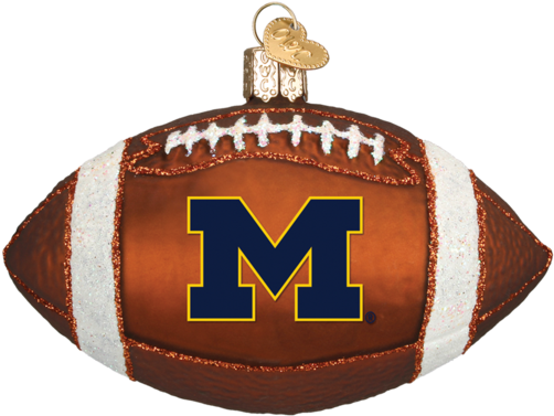 Michigan Wolverines Football Glass Christmas Ornament - Old World Christmas Lsu Football Glass Blown Ornament (600x600), Png Download