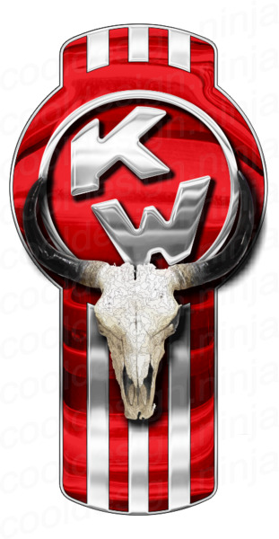 3-pack Of Kenworth Bull Skull Emblem Skins - Blue Kenworth Logo (311x600), Png Download